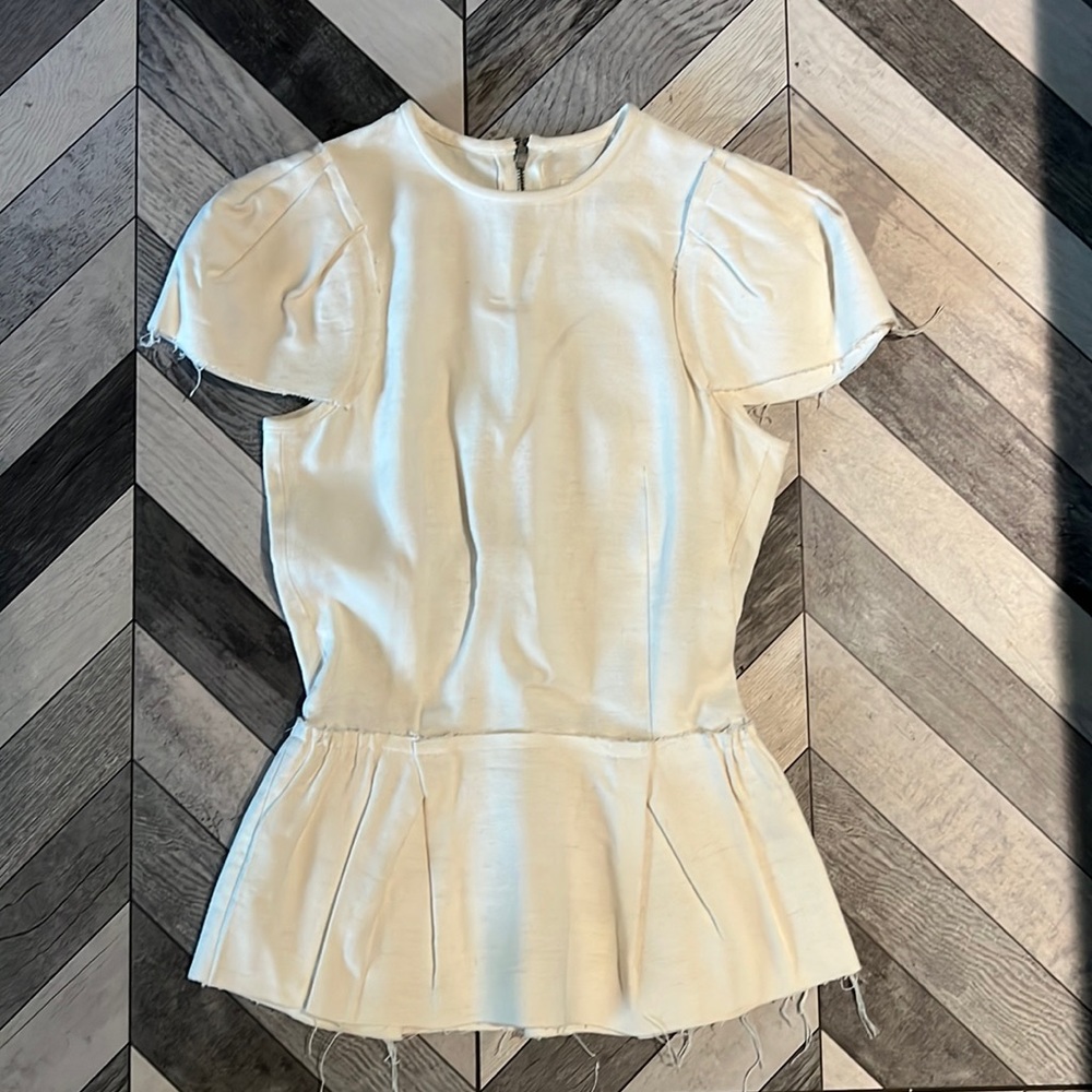 Isabel Marant Etoile natural cream canvas raw hem short sleeve top Size XS (34)